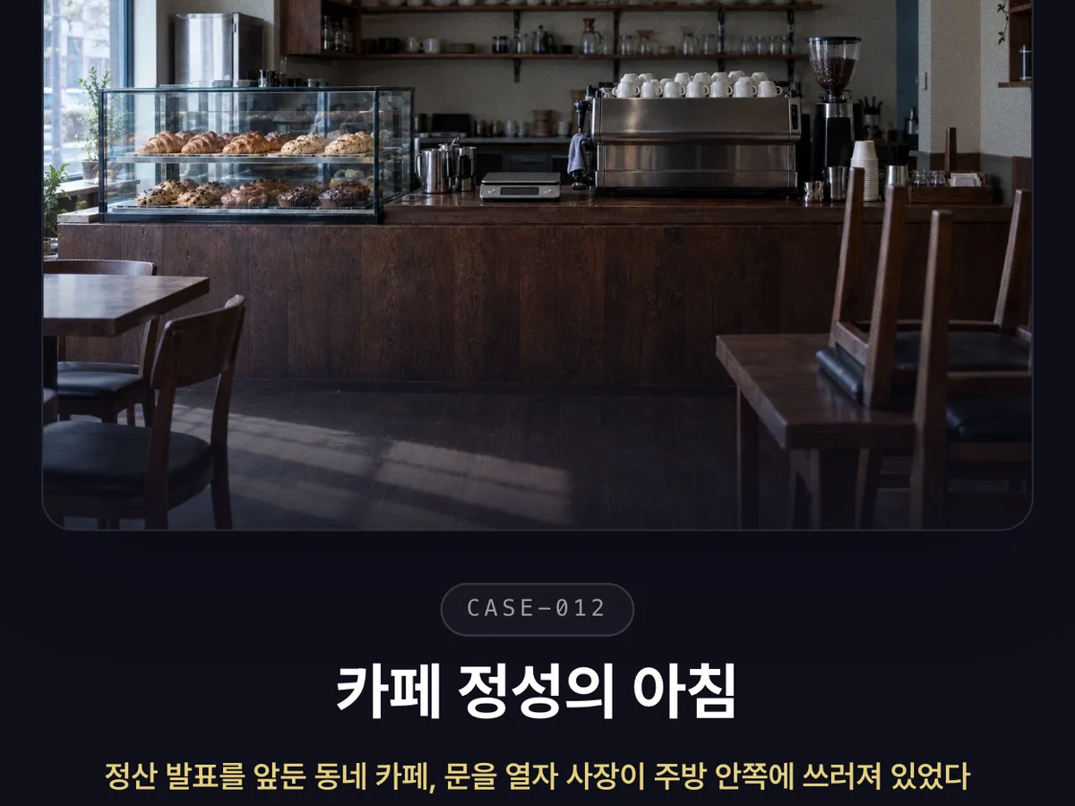 사건 개요 화면 — 사건 제목과 개요, 등장인물